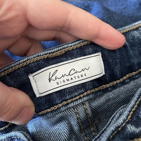 KanCan 28 Distressed Split Frayed Hem Signature Kurvy Ultra High Rise Ankle Jean - Picture 11 of 13